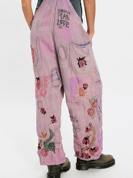 Magnolia Pearl Ladybug Embroidered Overalls - Picture 3 of 6